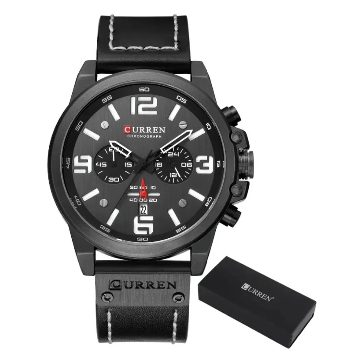 CURREN - Reloj Curren 8314 Hombre Elegante Pulsera Cuero Cuarzo Cronógrafo