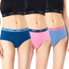 TOP - Calzón Pantaletas Algodón Con Elástico Pack 3 C3