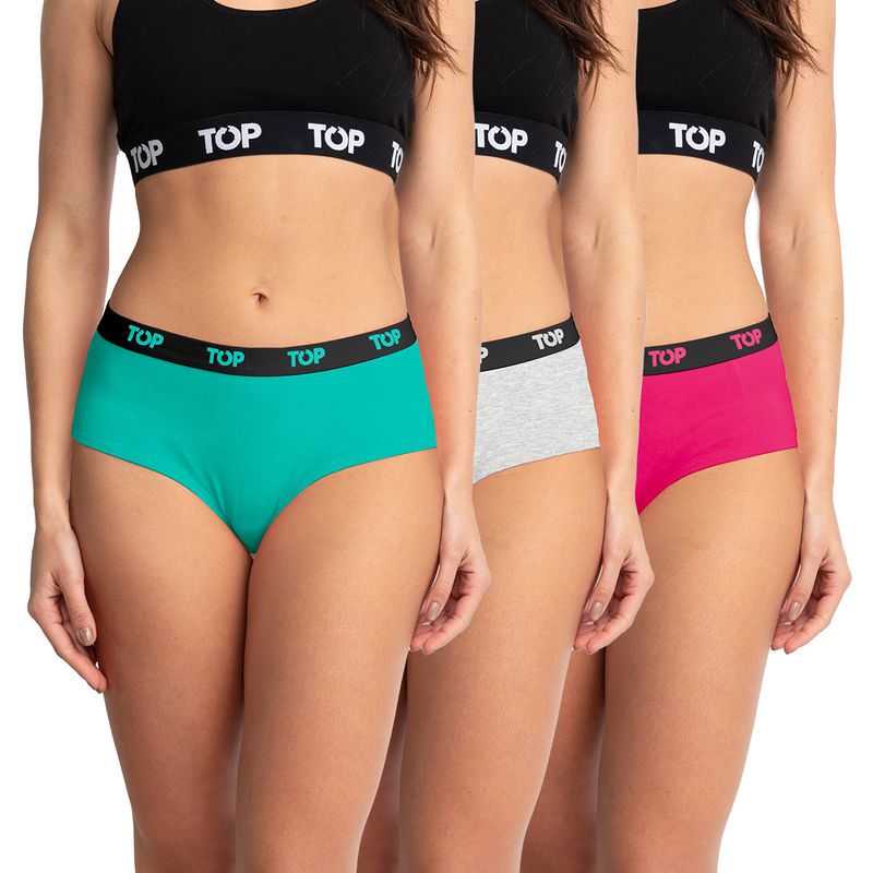 TOP - Calzón Pantaletas Algodón Con Elástico Pack 3 C9 TOP