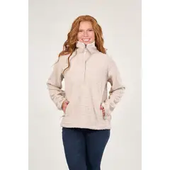 POLEMIC - Poleron sherpa hot print medio cierre Crudo mujer