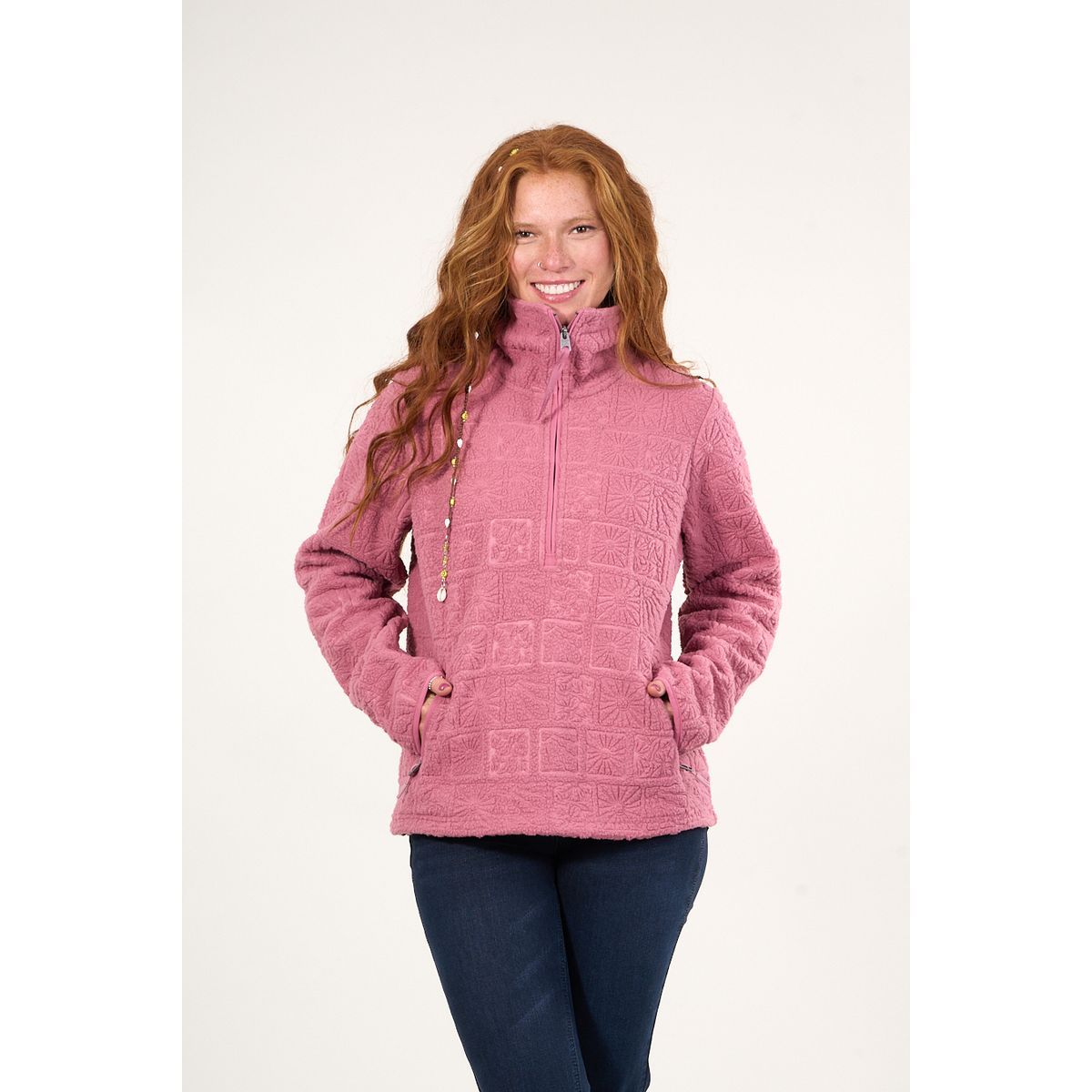 POLEMIC - Poleron sherpa hot print medio cierre Rosa mujer Polemic