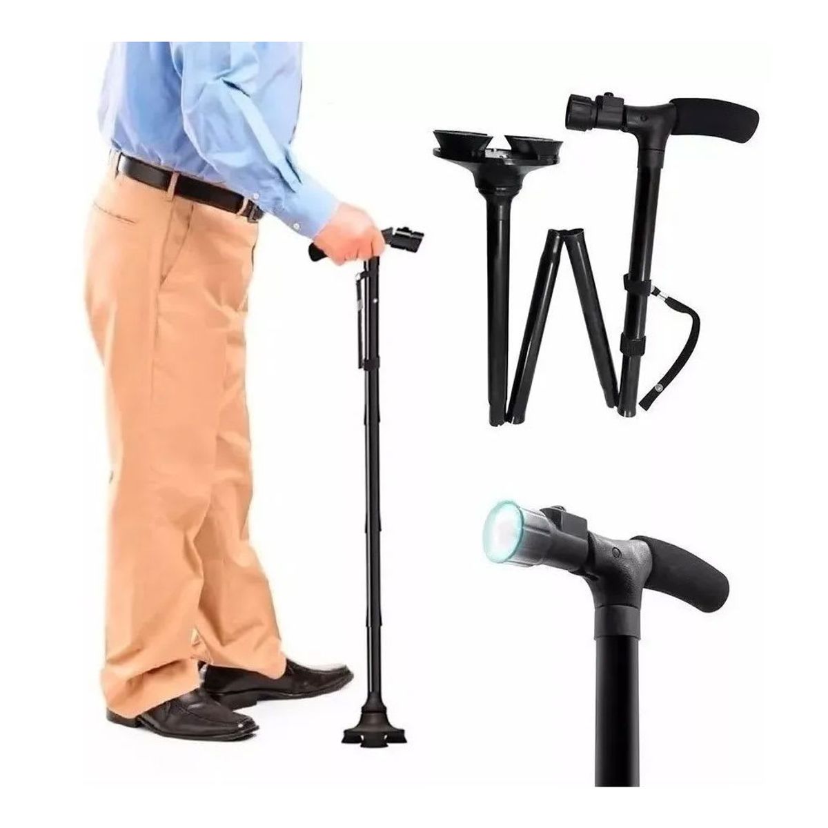 MOVI - BASTON ORTOPEDICO PLEGABLE CON LUZ