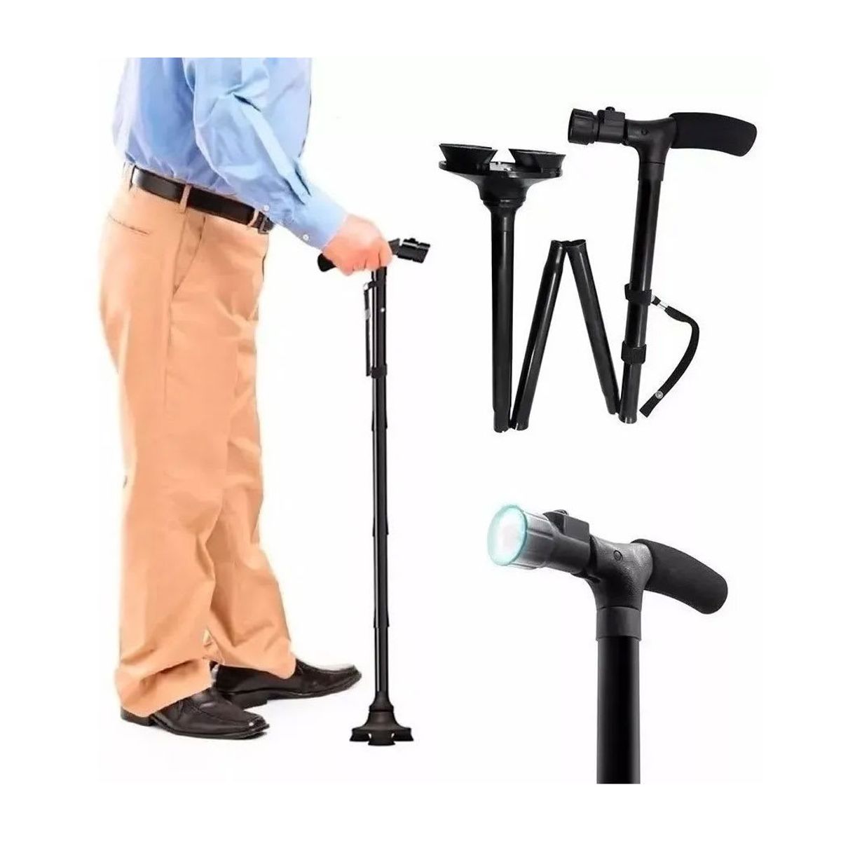 MOVI - BASTON ORTOPEDICO PLEGABLE CON LUZ