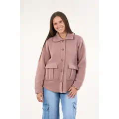 POLEMIC - Sobrecamisa sherpa con bolsillos cargo Palo Rosa mujer