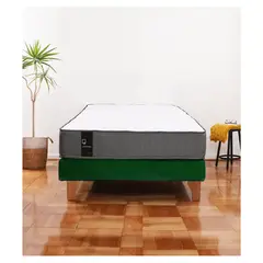 LATAM HOME - Cama Europea Zen Best 1.5 Plaza Tela Velvet Verde