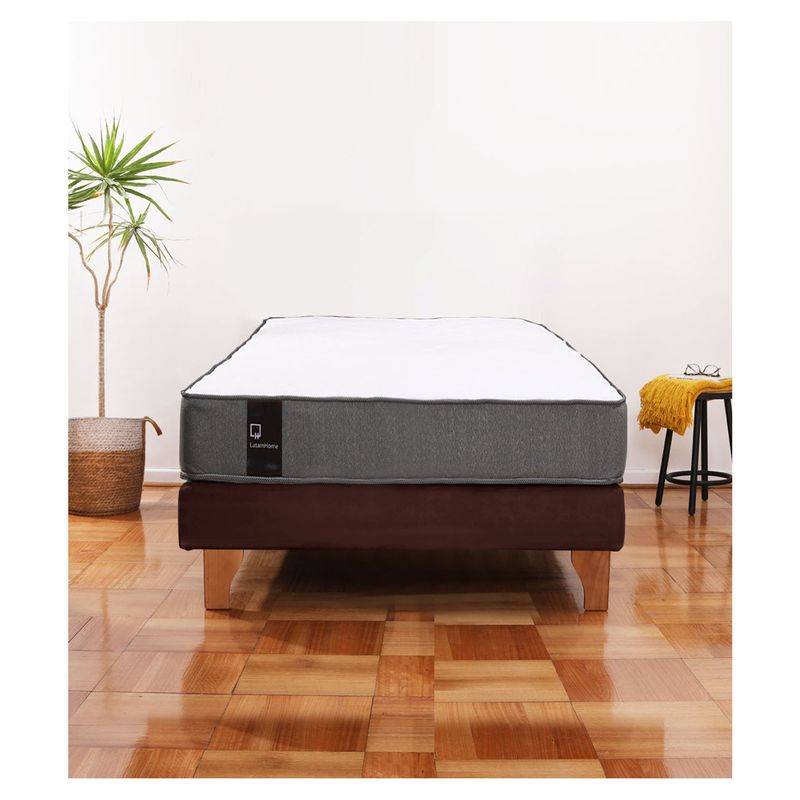 LATAM HOME - Cama Europea Zen Best 1.5 Plaza Tela Velvet Chocolate