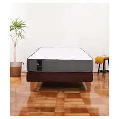 LATAM HOME - Cama Europea Zen Best 1.5 Plaza Colchon Resortes Base DivididaTela Café