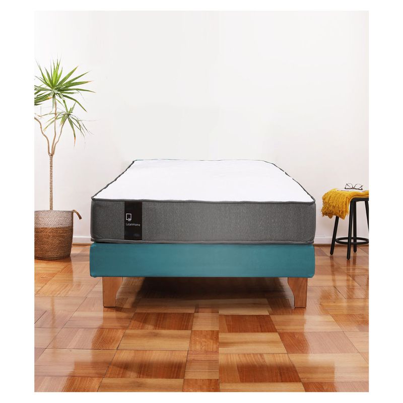 LATAM HOME - Cama Europea Zen Best 1.5 Plaza Tela Velvet Turquesa