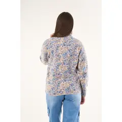 POLEMIC - Poleron polar full print look sherpa Beige mujer