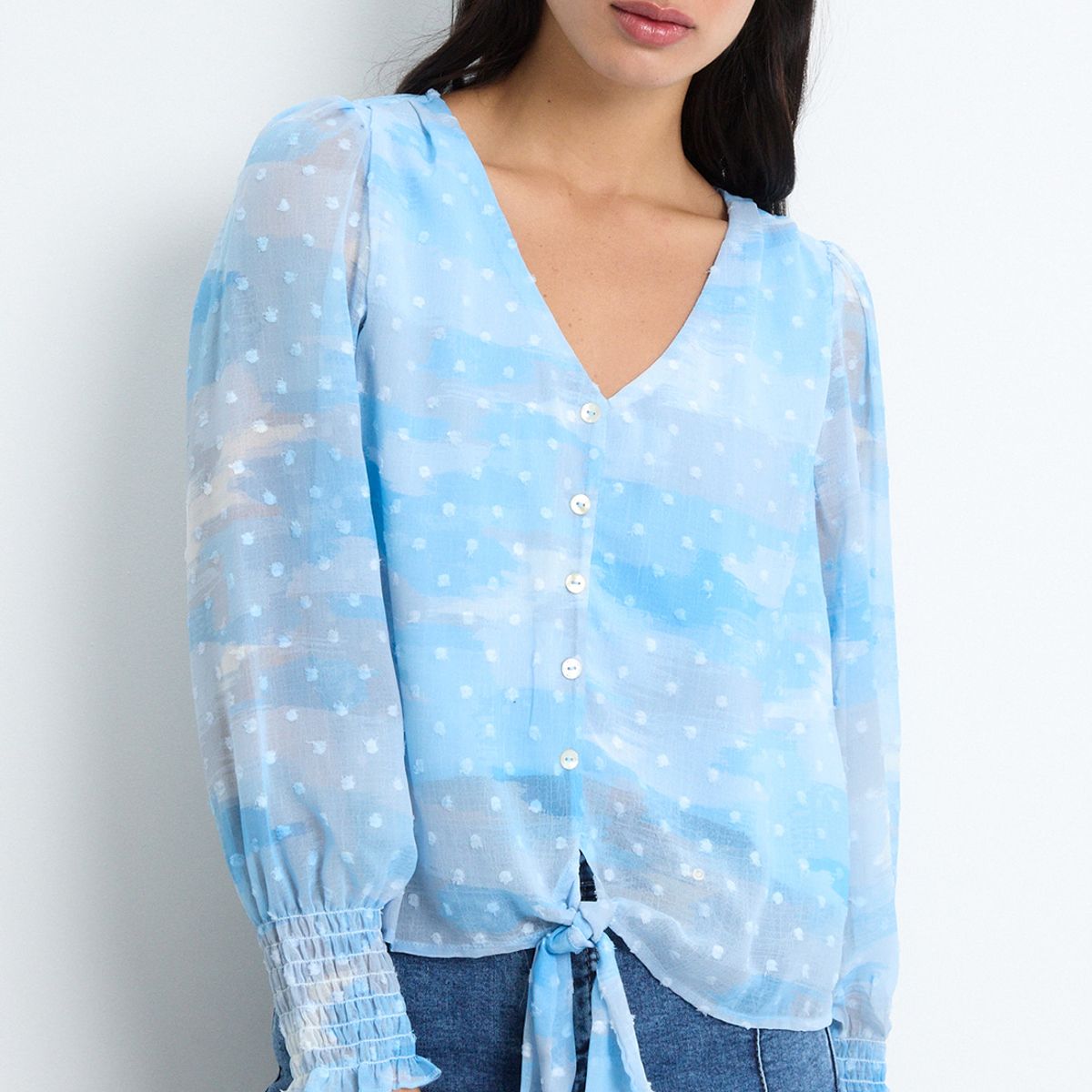 IO - Blusa Manga Larga Celeste Mujer Io