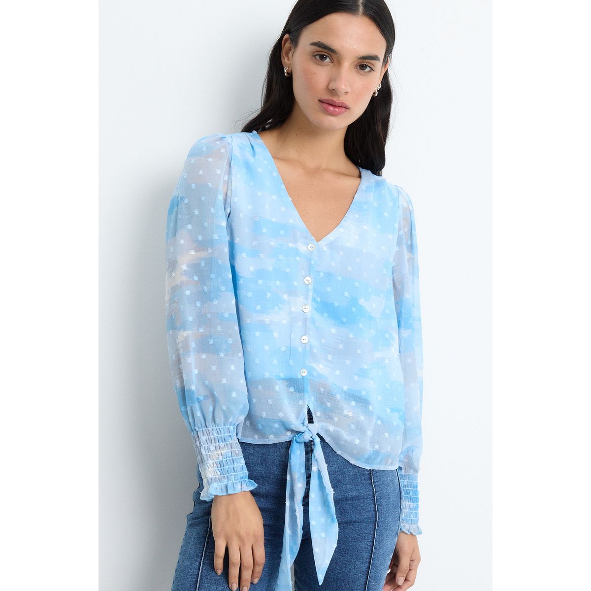 IO - Blusa Manga Larga Celeste Mujer Io