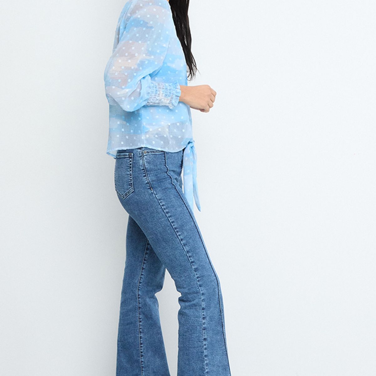 IO - Blusa Manga Larga Celeste Mujer Io