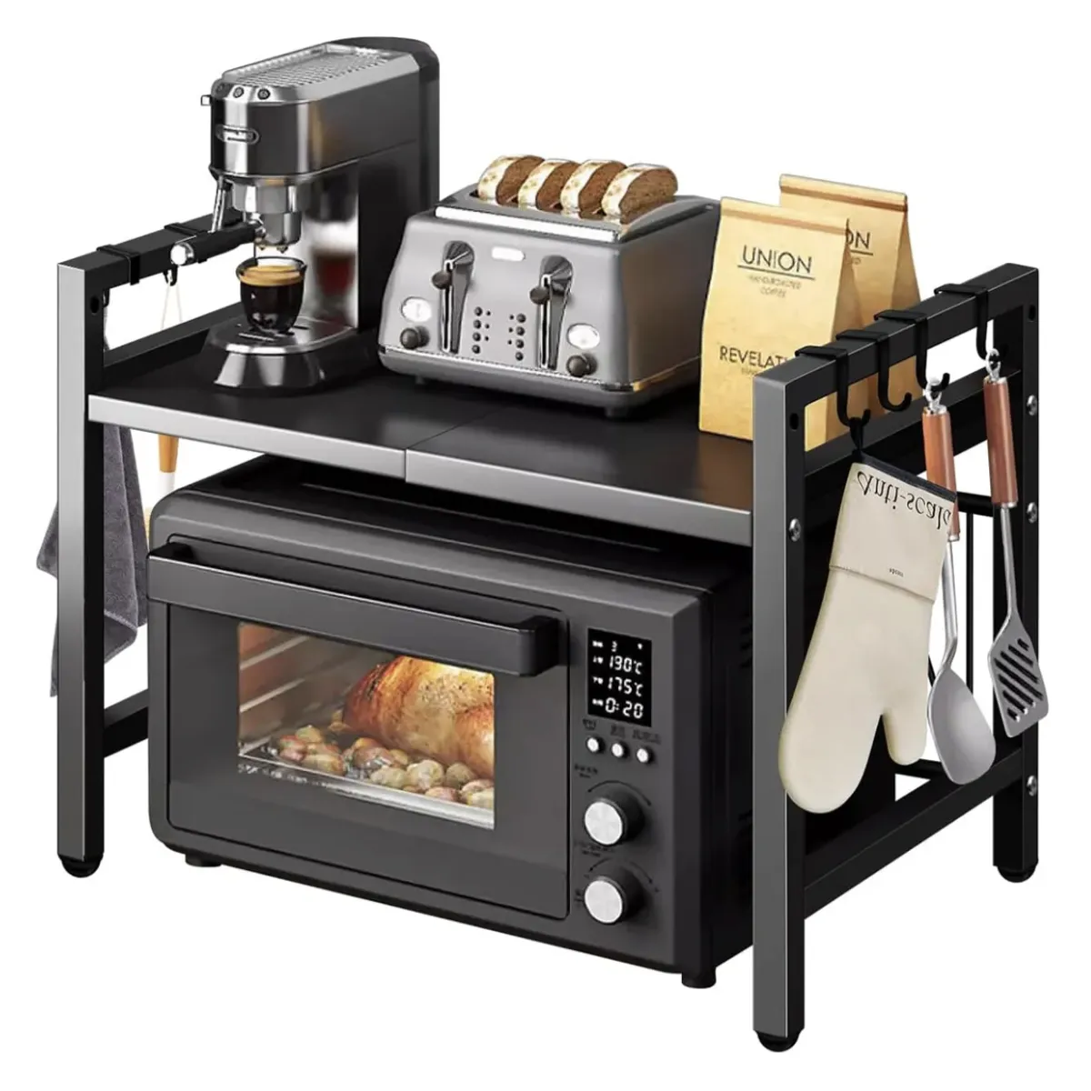 MOMO - Estante Repisa Extensible Horno Microondas Con Ganchos Rack