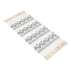 ALTERNATIVE - Bajada De Cama 60x130cm De Lino Grueso Con Diseño Étnico 744