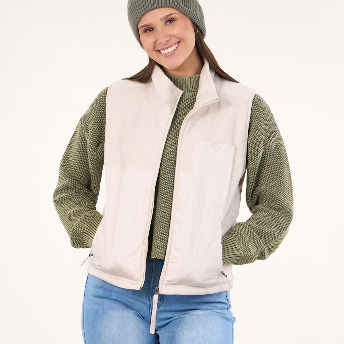 POLEMIC - Polar sin mangas look sherpa con acolchado Crudo mujer Polemic