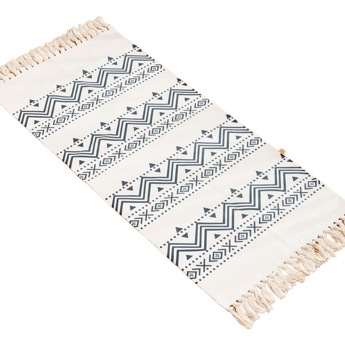 ALTERNATIVE - Bajada De Cama 60x130cm De Lino Grueso Con Diseño Étnico 744