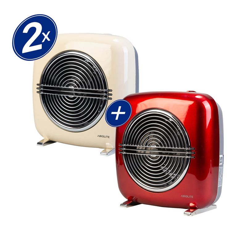 AIROLITE PACK X2 TERMOVENTILADOR VINTAGE HT RETRO 2000R ROJO + BLANCO