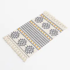 ALTERNATIVE - Bajada De Cama Elegante 60x90cm Lino Grueso Geométrico 734