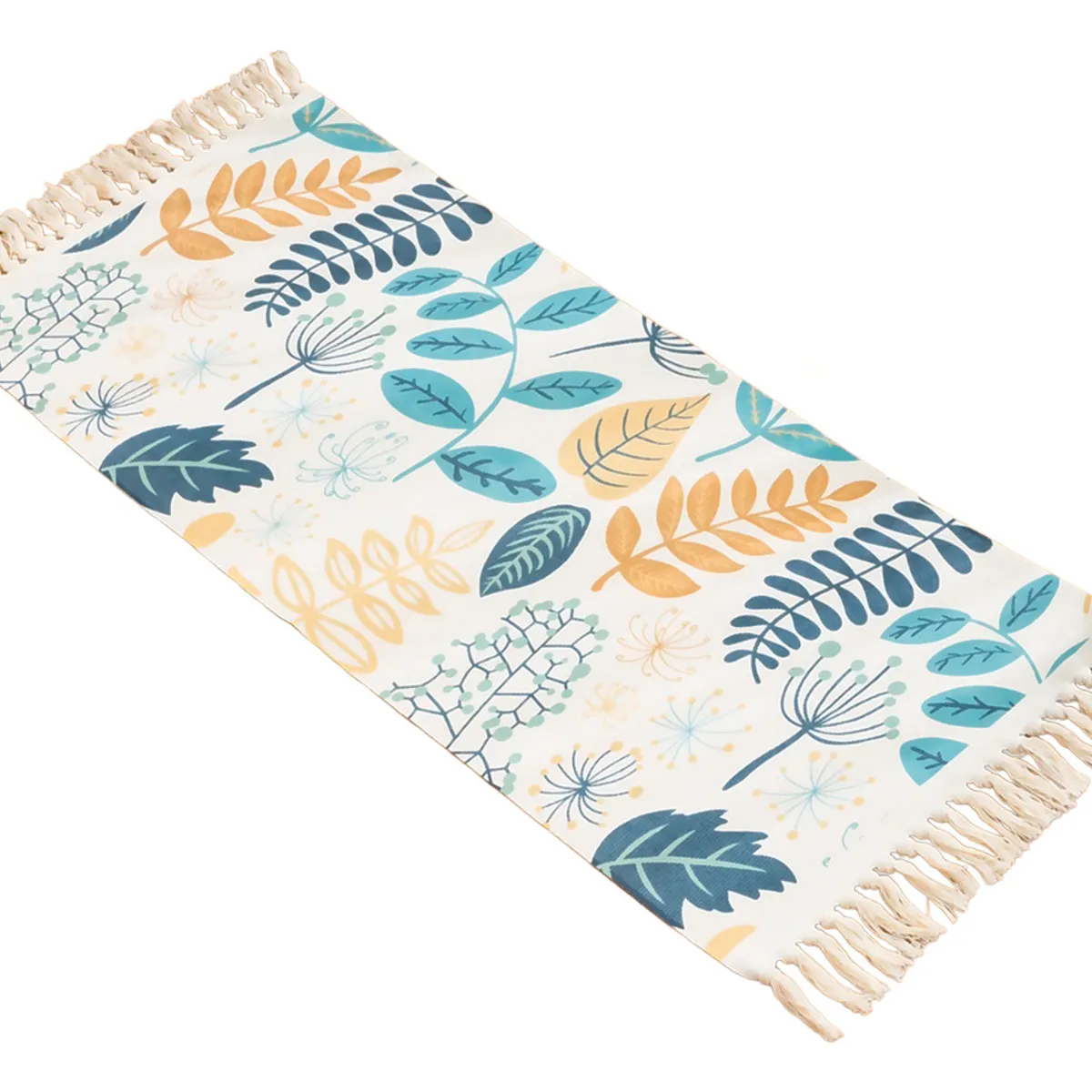ALTERNATIVE - Bajada De Cama 60x130cm De Lino Grueso Con Diseño Floral 745
