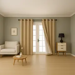 ARMONIA - Cortina 2 Paños 140x230 - Beige con Forro Opaco Blanco