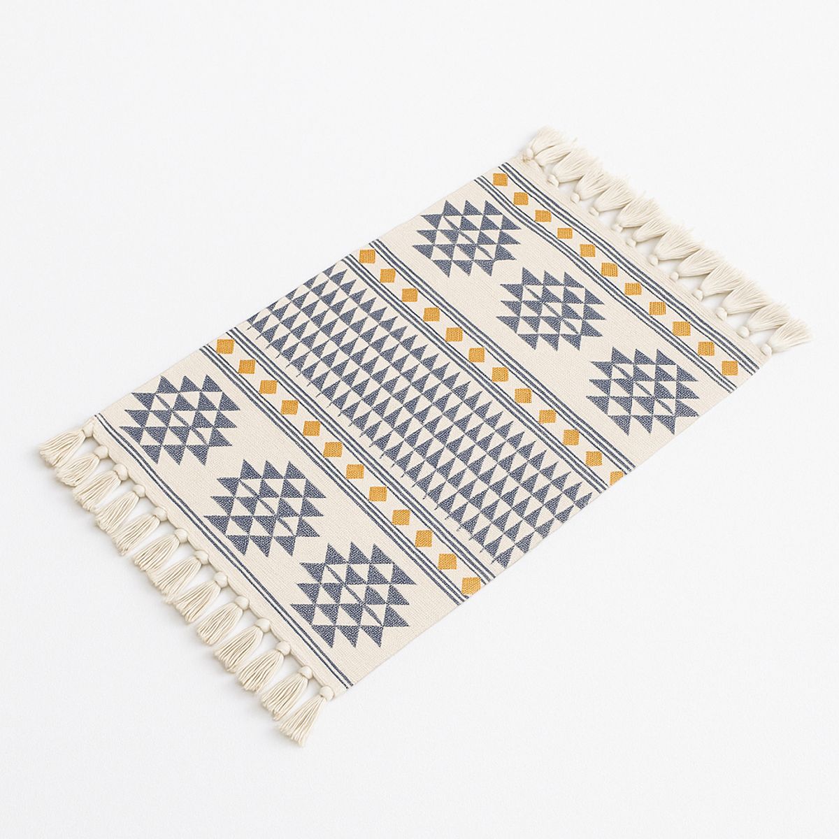 ALTERNATIVE - Bajada De Cama Elegante 60x90cm Lino Grueso Geométrico 734