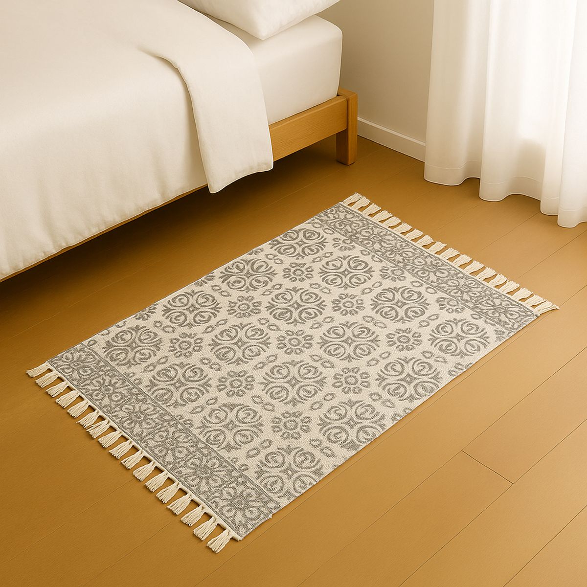 ALTERNATIVE - Bajada De Cama 60x90cm De Lino Grueso Con Diseño Clásico 736