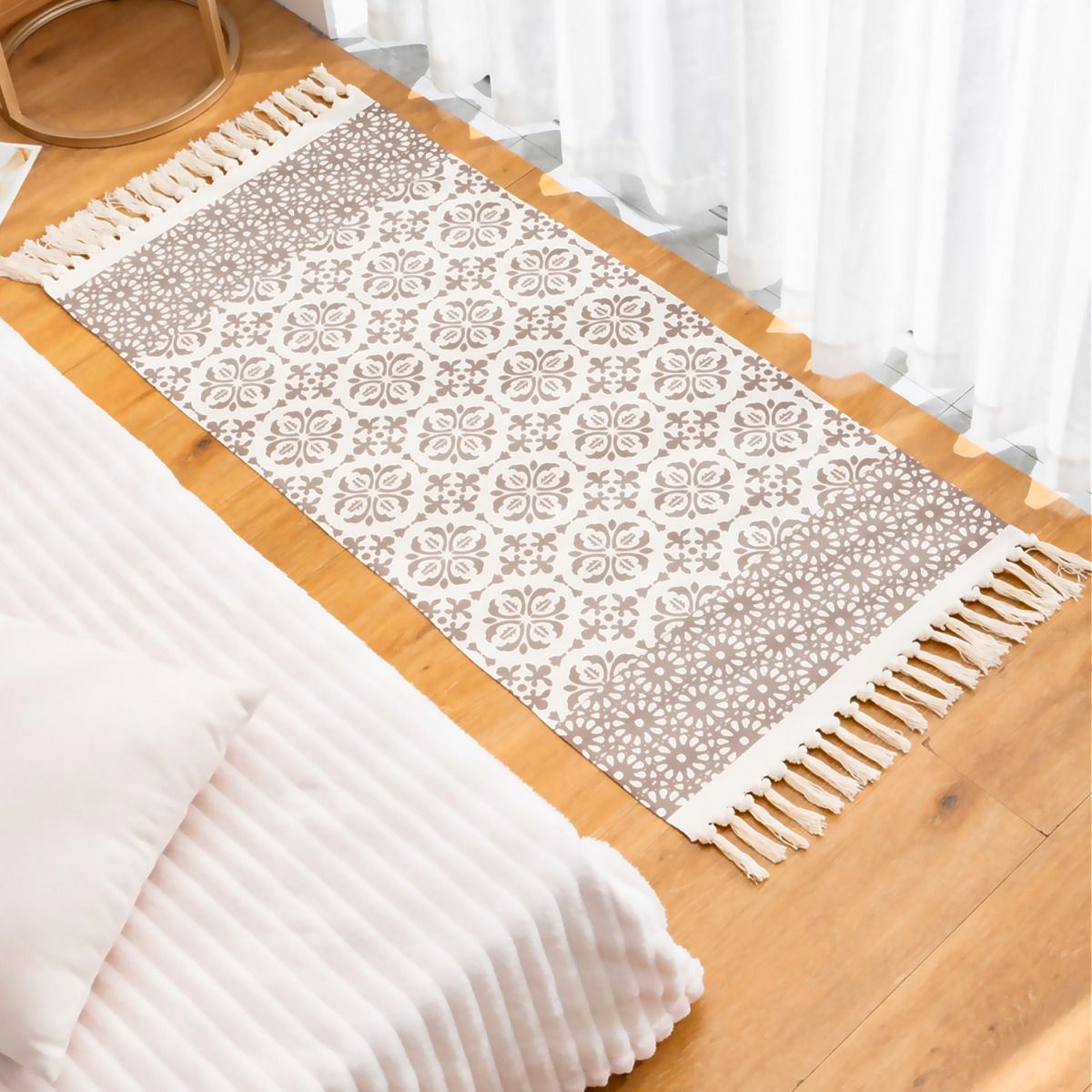 ALTERNATIVE - Bajada De Cama 60x130 Cm De Lino Con Diseño Clásico 746