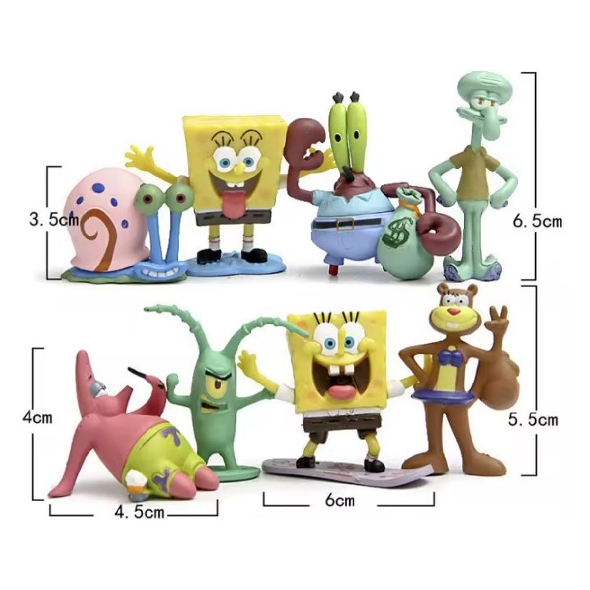 GENERICO - Set 8 Figuras Bob Esponja De Pvc No Articuladas
