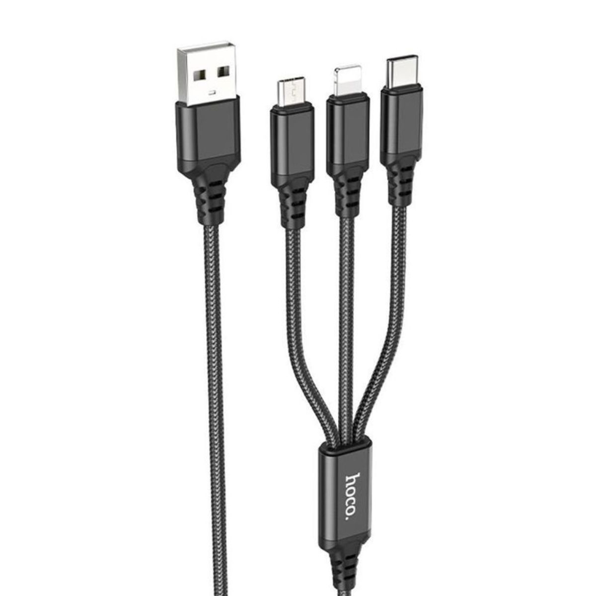 HOCO - Cable De Carga 3 En 1 Para Lightning Usb C Y Micro Reforzado.