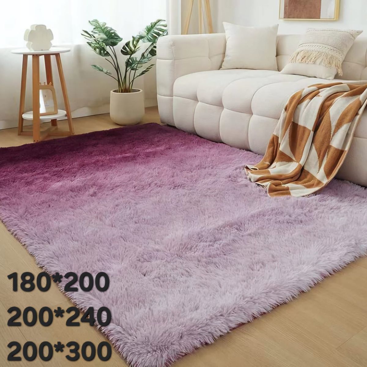 GENERICO - alfombra tipo shagy peluda con antideslizante 180x200