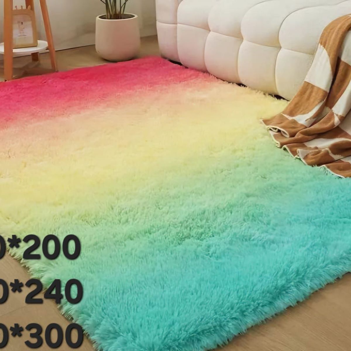 GENERICO - alfombra tipo shagy peluda con antideslizante 180x200