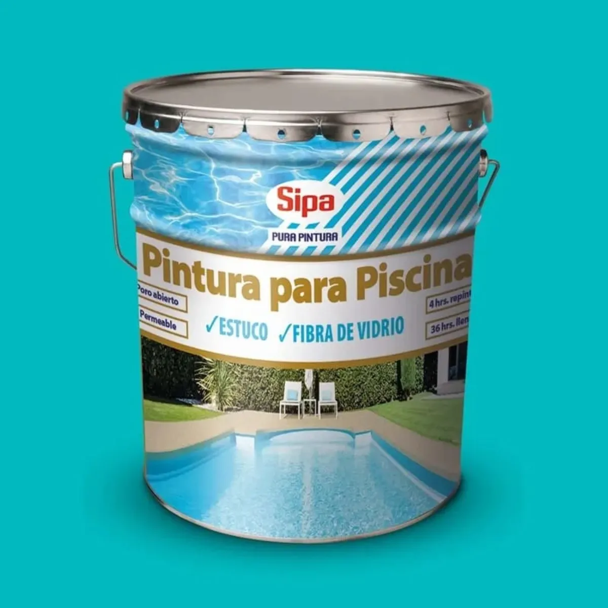 SIPA - PINTURA PISCINA 1 TINETA CELESTE CAUCHO CLORADO SIPA-MIMBRAL