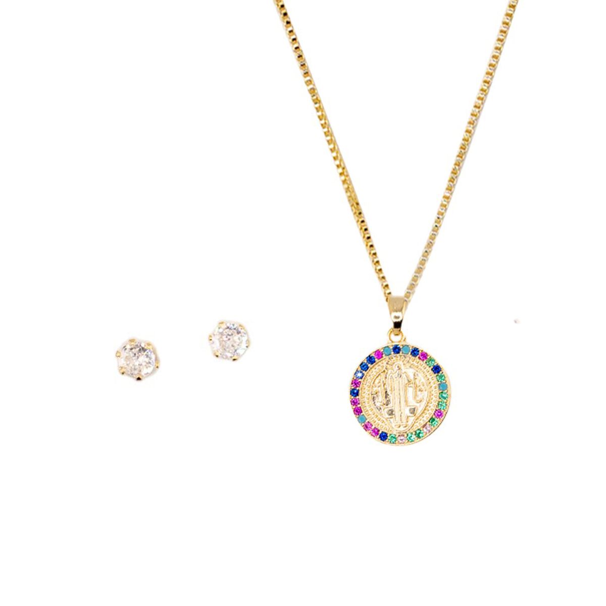 JOYAS MONTERO - Conjunto San Benito Colores Gold Con Micro Circones