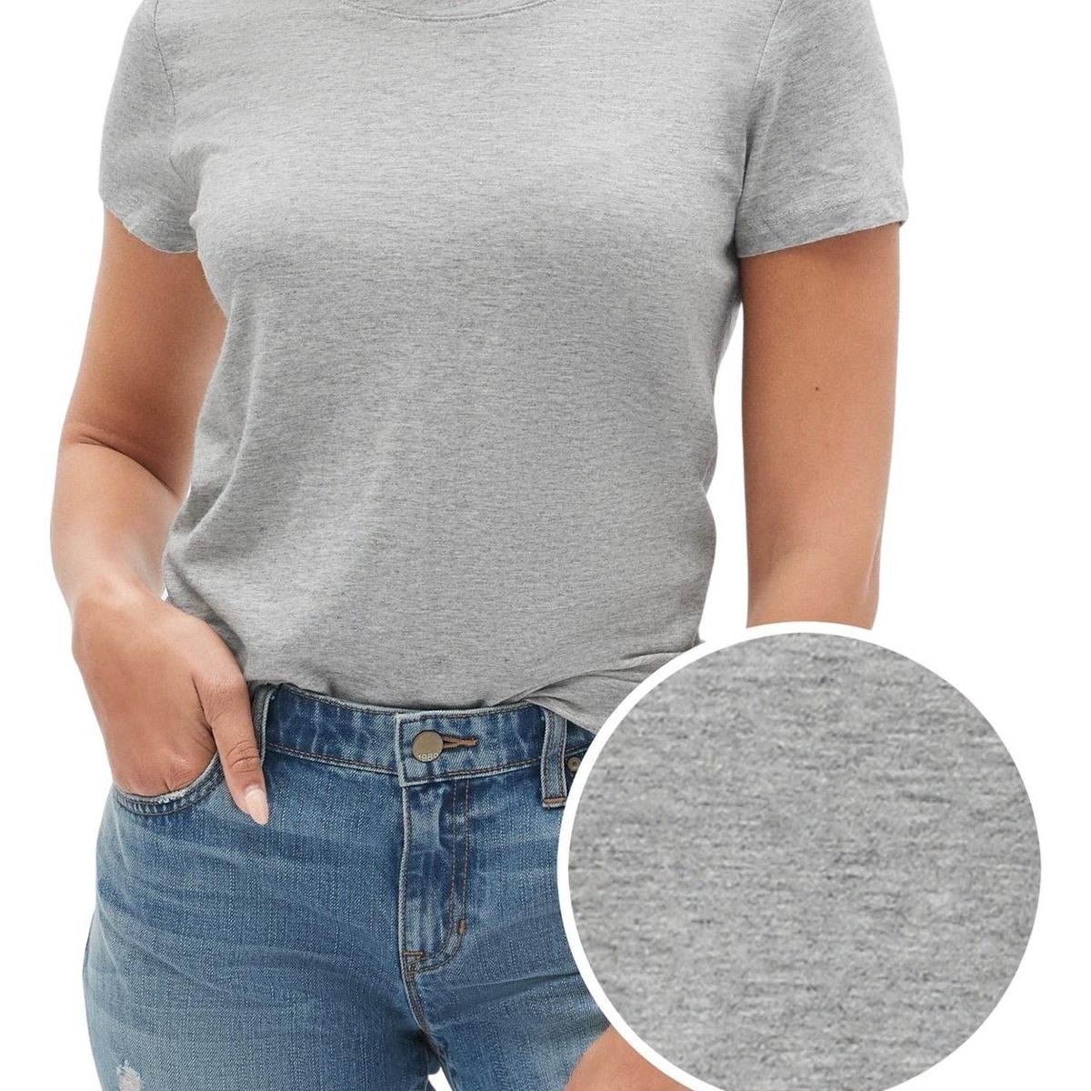 GAP - Polera Clasica Cuello Crew Gris GAP