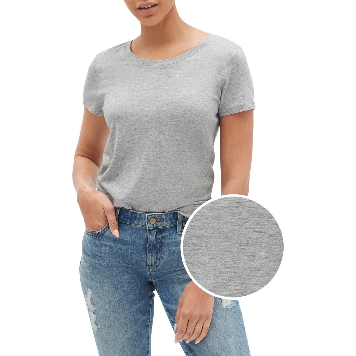 GAP - Polera Clasica Cuello Crew Gris GAP