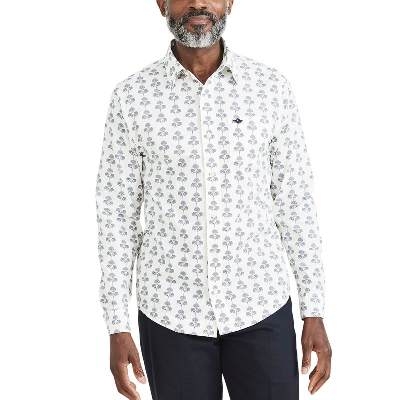 DOCKERS - Camisa Hombre Sig LS Comfort Flex Classic Fit Blanco Dockers