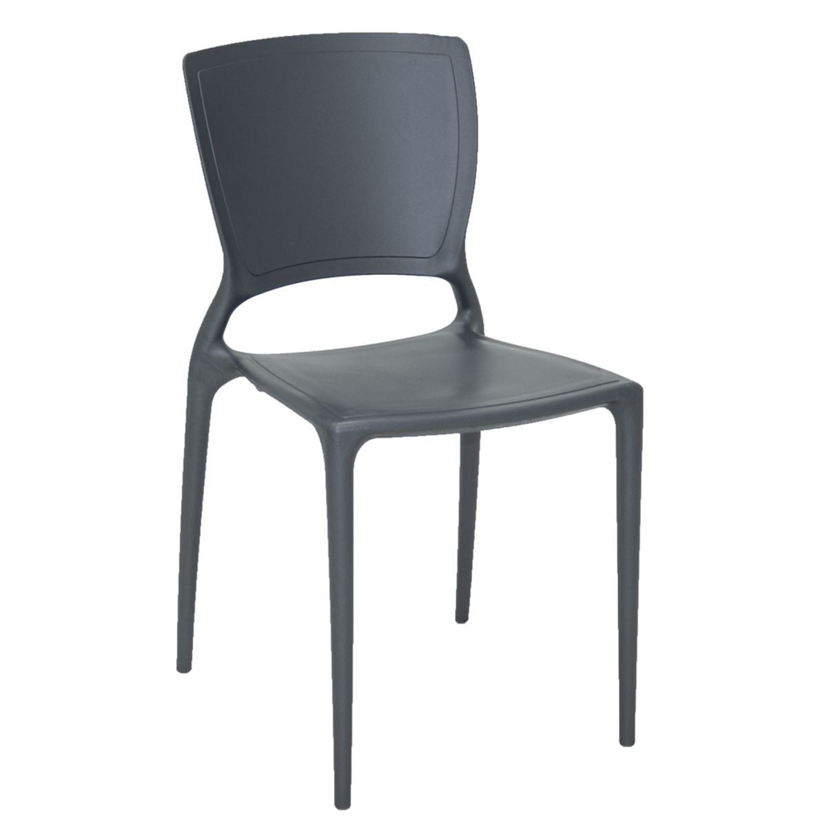 TRAMONTINA - Silla Tramontina Sofia en Polipropileno y Fibra de Vidrio Grafito con Respaldo Cerrado