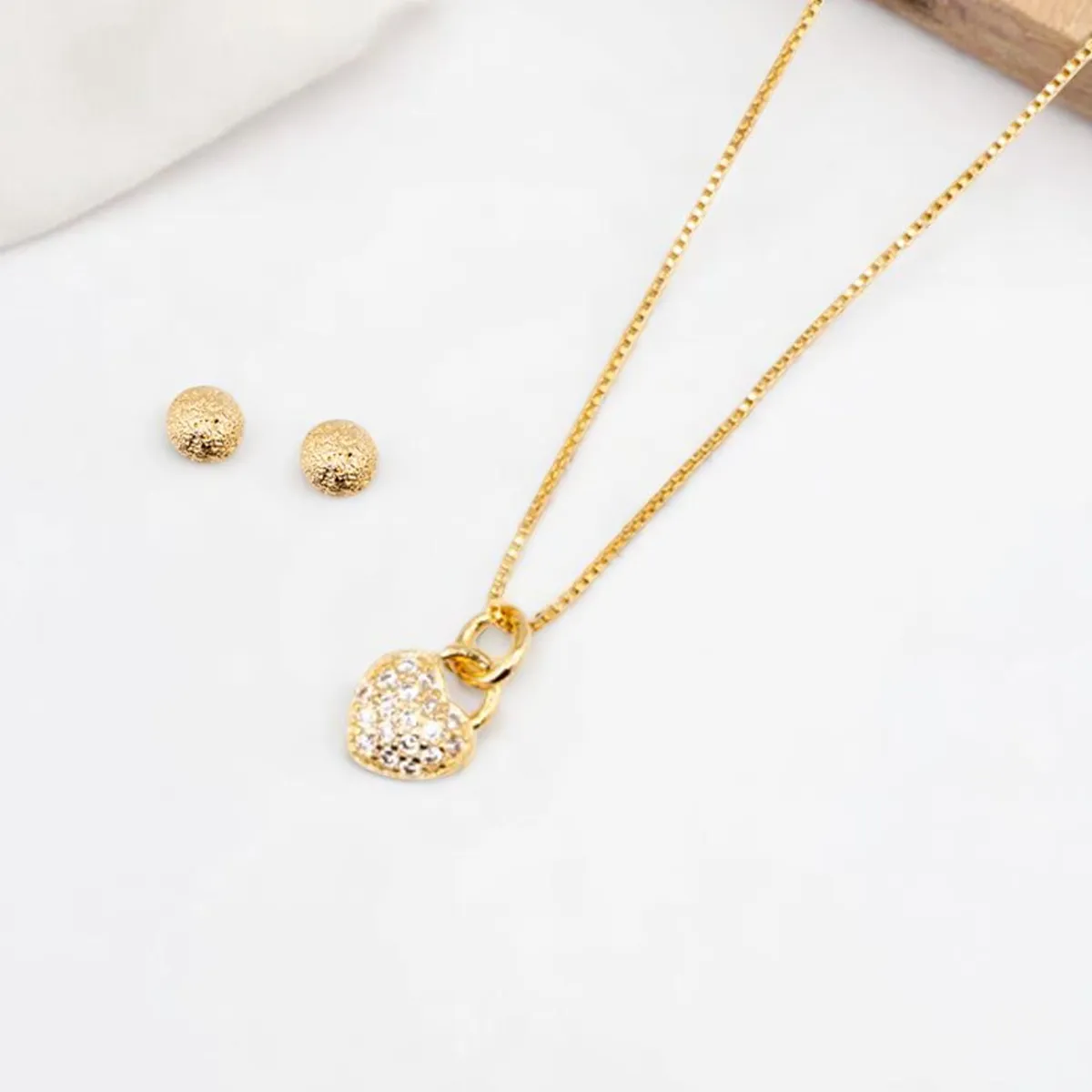 JOYAS MONTERO - Conjunto Lila Gold Baño de Oro Con Micro Circones