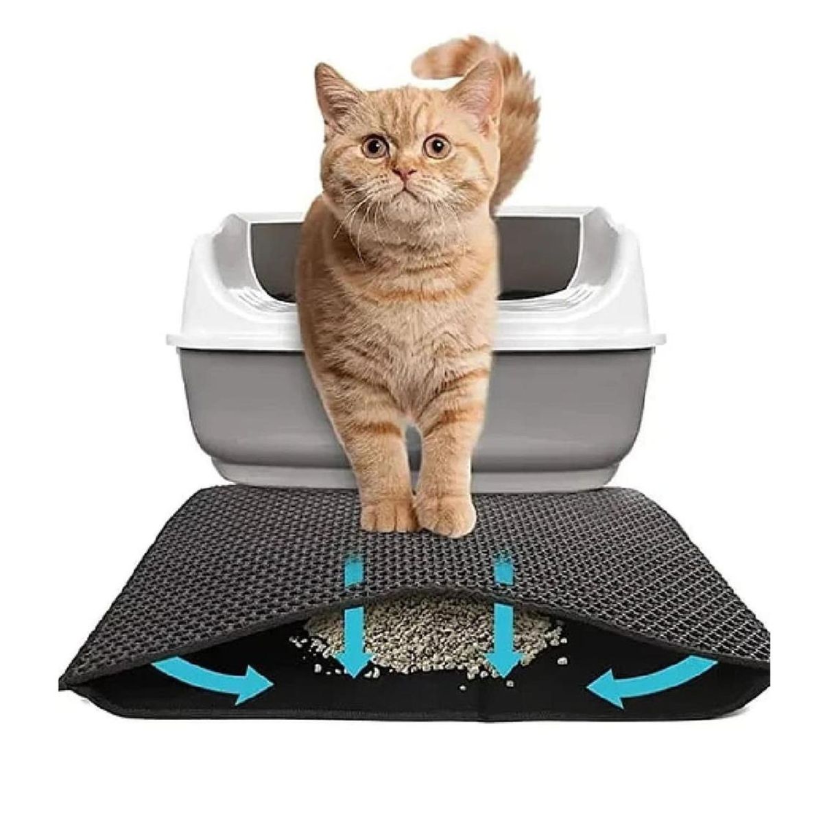 GENERICO - Alfombra Atrapa Arena para Gatos 45x65 cm - Negro - M