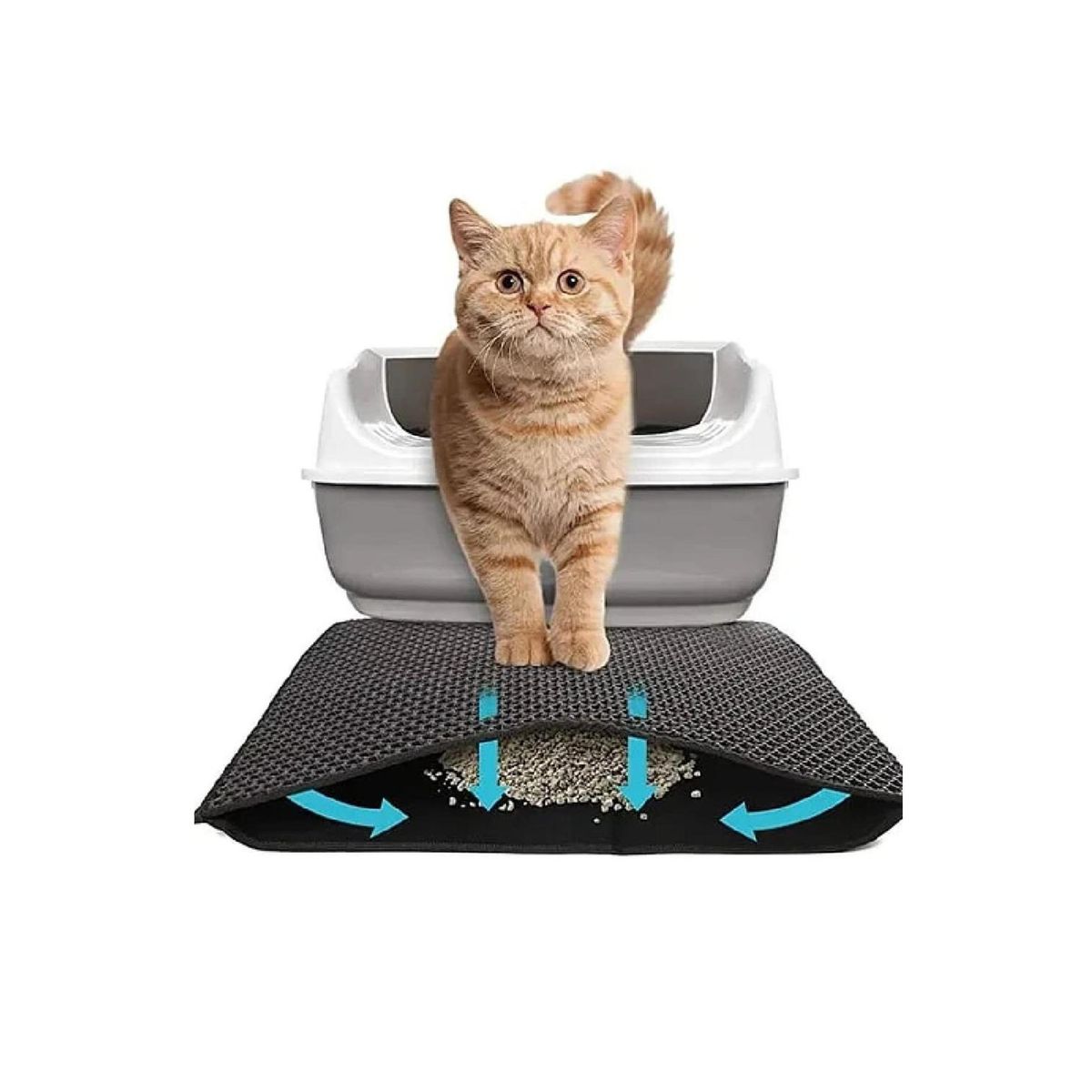 GENERICO - Alfombra Atrapa Arena para Gatos 45x65 cm - Negro - M