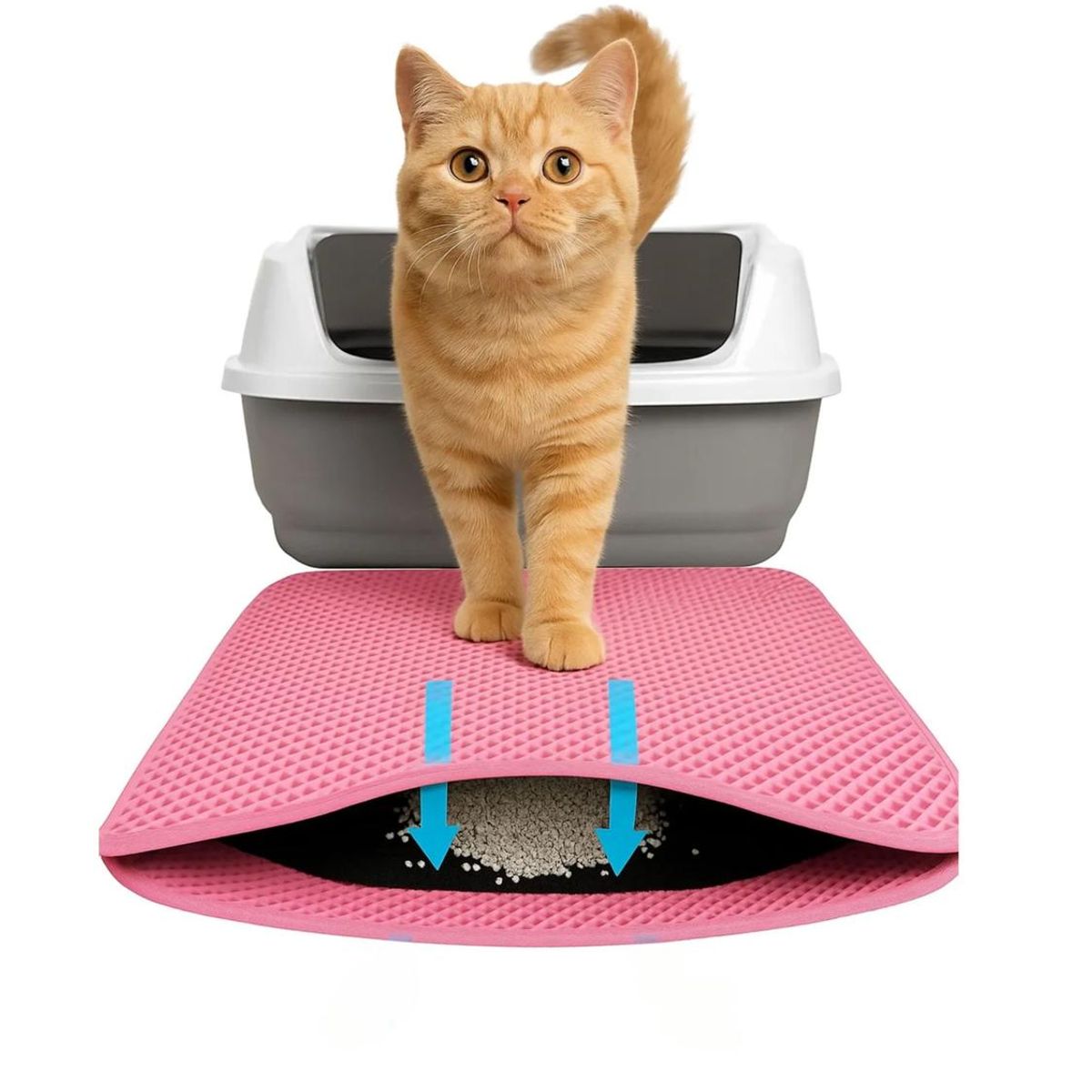 GENERICO - Alfombra Atrapa Arena para Gatos 45x65 cm - Rosa - M