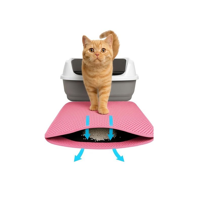 GENERICO - Alfombra Atrapa Arena para Gatos 45x65 cm - Rosa - M
