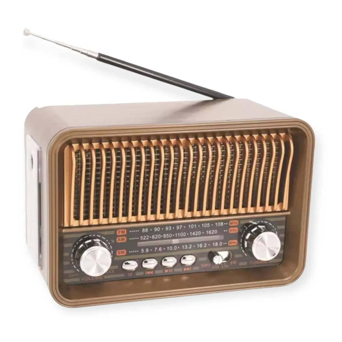 GENERICO - Radio Bluetooth Mp3 Sd Am Fm Vintage Portatil Recargable Usb y Pila