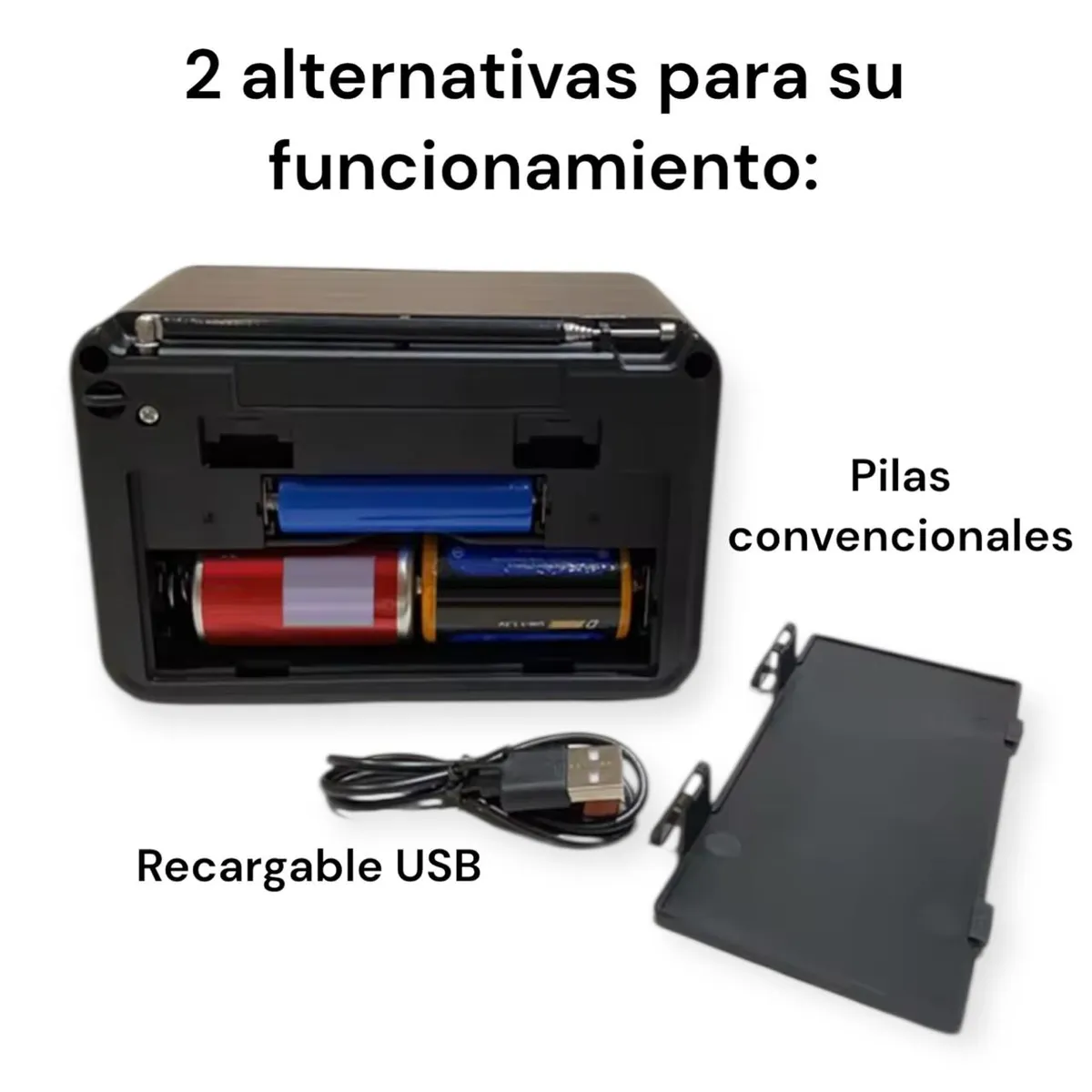 GENERICO - Radio Bluetooth Mp3 Sd Am Fm Vintage Portatil Recargable Usb y Pila