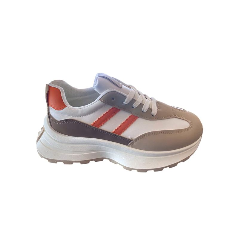 HERIEL - Zapatilla Blanca Gris Plataforma Mujer