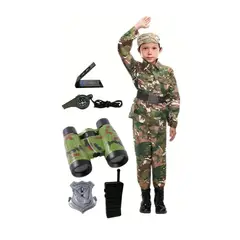 GENERICO - Disfraz Militar Para Niños, Accesorios Incluidos Talla 120