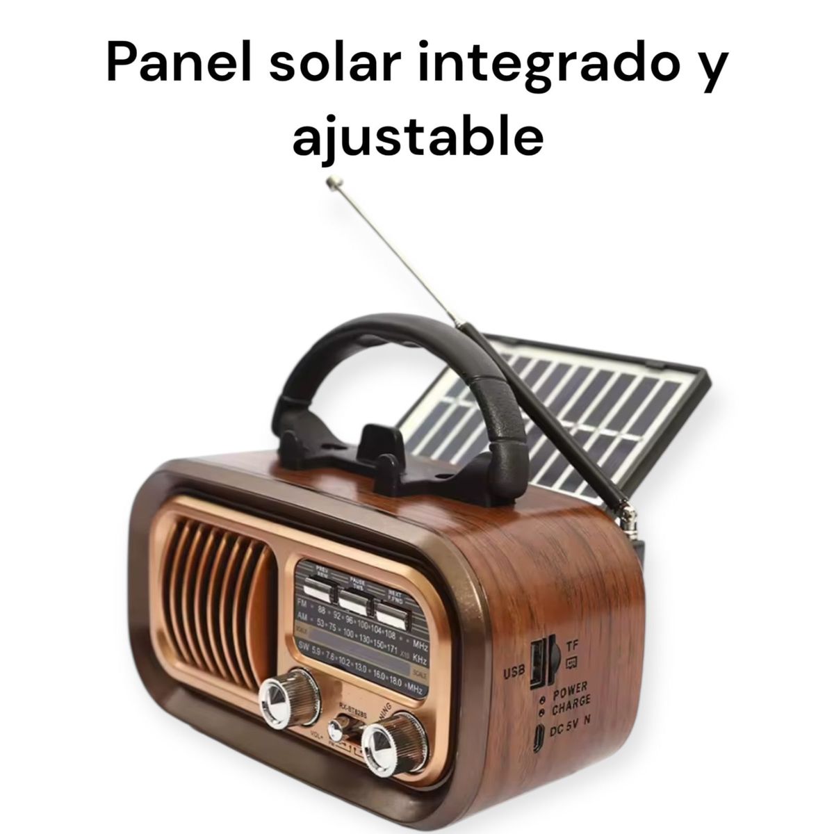 GENERICO - Radio Portatil Solar Mp3 Sd Usb Am Fm Bluetooth Recargable USB y Pila