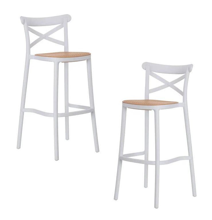 Pack 2 Taburete piso de Bar Sena 65 cm Polipropileno - Blanco