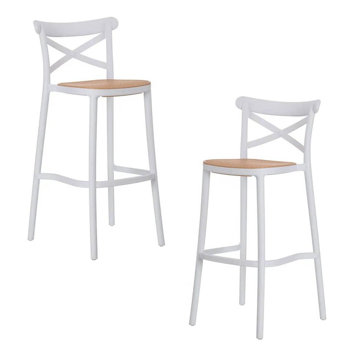 HABITA2 CHILE - Pack 2 Taburete piso de Bar Sena 65 cm Polipropileno - Blanco