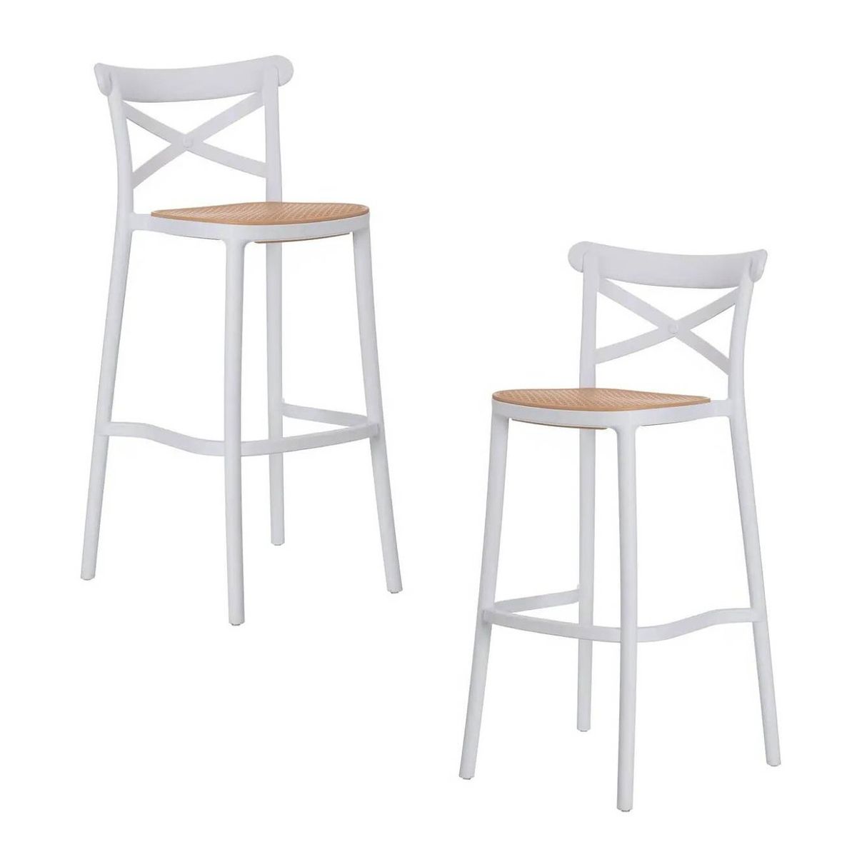 HABITA2 CHILE - Pack 2 Taburete piso de Bar Sena 65 cm Polipropileno - Blanco